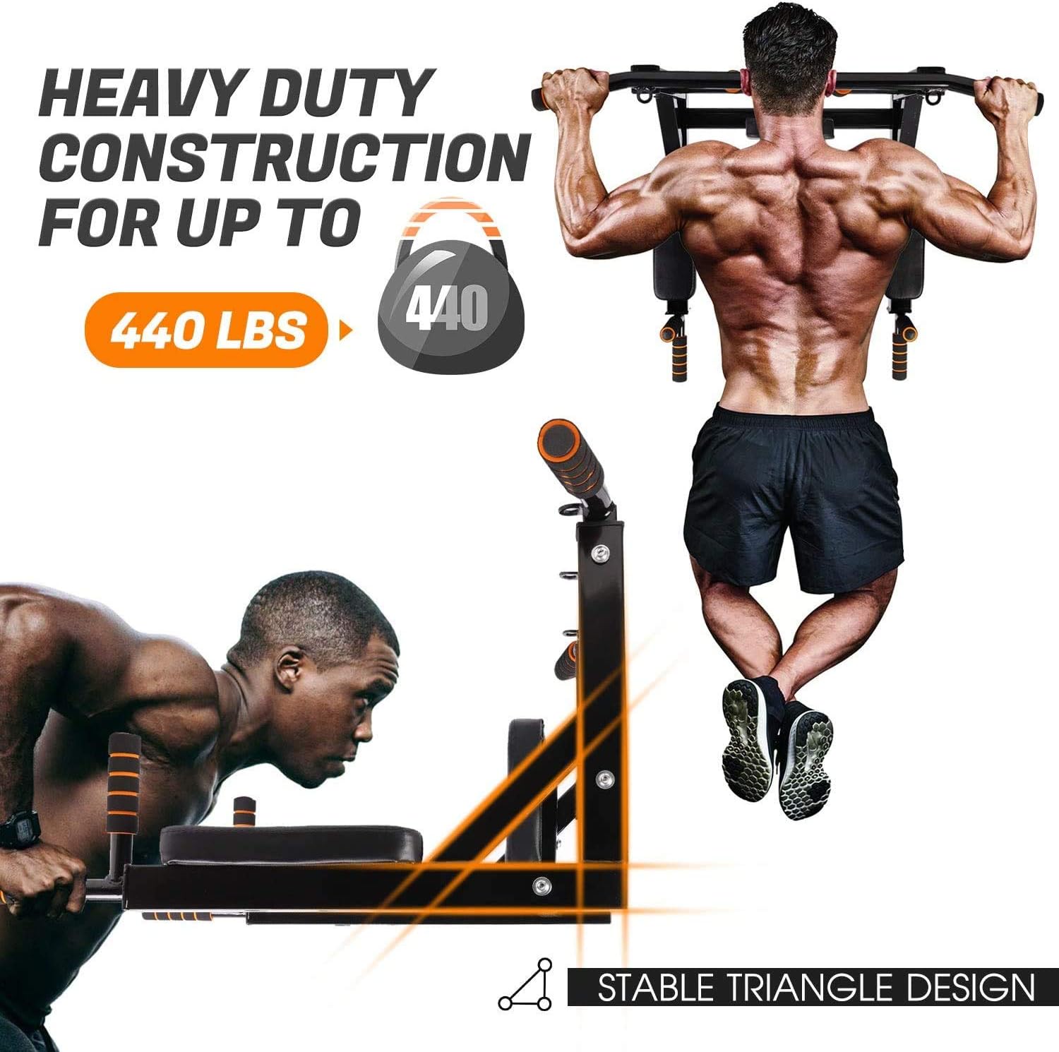 انتوبي قضيب تمارين العقلة يثبت على الحائط متعدد الاستخدامات في المنزل وصالة الألعاب الرياضية، محطة غمس شديدة التحمل، مدرب قوة محمول يدعم حتى 440 باوند.