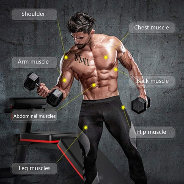 جهاز بنش رياضي منزلي متعدد الوظائف مع مسند قابل للتعديل وحامل باربل ومطور للأرجل